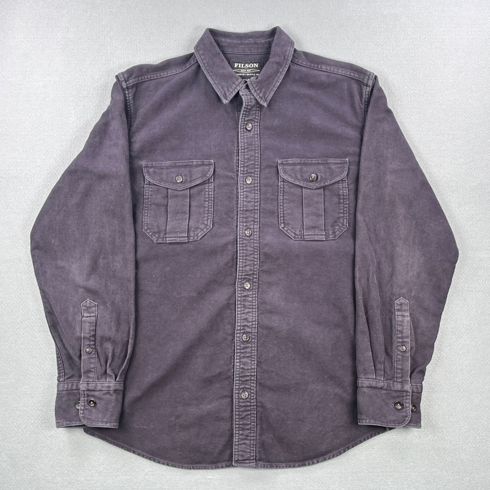 Filson Mens Moleskin Field Shirt Medium Black Cotton Button Down Workwear